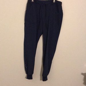 Large navy heart soul scrub pants